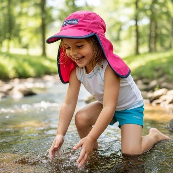 Columbia Other - Columbia Youth Sun Hat Neck Flap UPF Pink Girls One Size